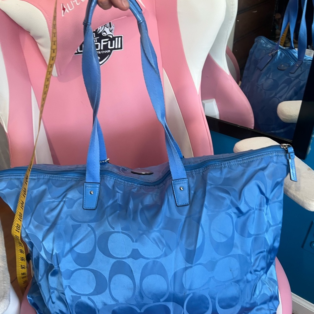 Coach Getaway  signature Sky Blue Women's Tote Bag Weekender bag  Sz XL